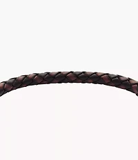 Machine Knurled Texture Leather and Stainless Steel Station Bracelet