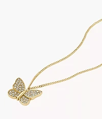 Sutton Pavé Butterfly Gold-Tone Stainless Steel Pendant Necklace