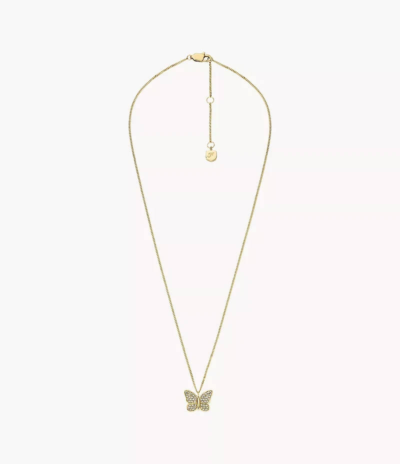 Sutton Pavé Butterfly Gold-Tone Stainless Steel Pendant Necklace