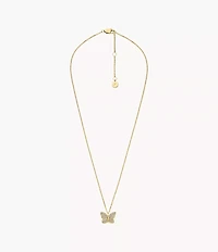 Sutton Pavé Butterfly Gold-Tone Stainless Steel Pendant Necklace