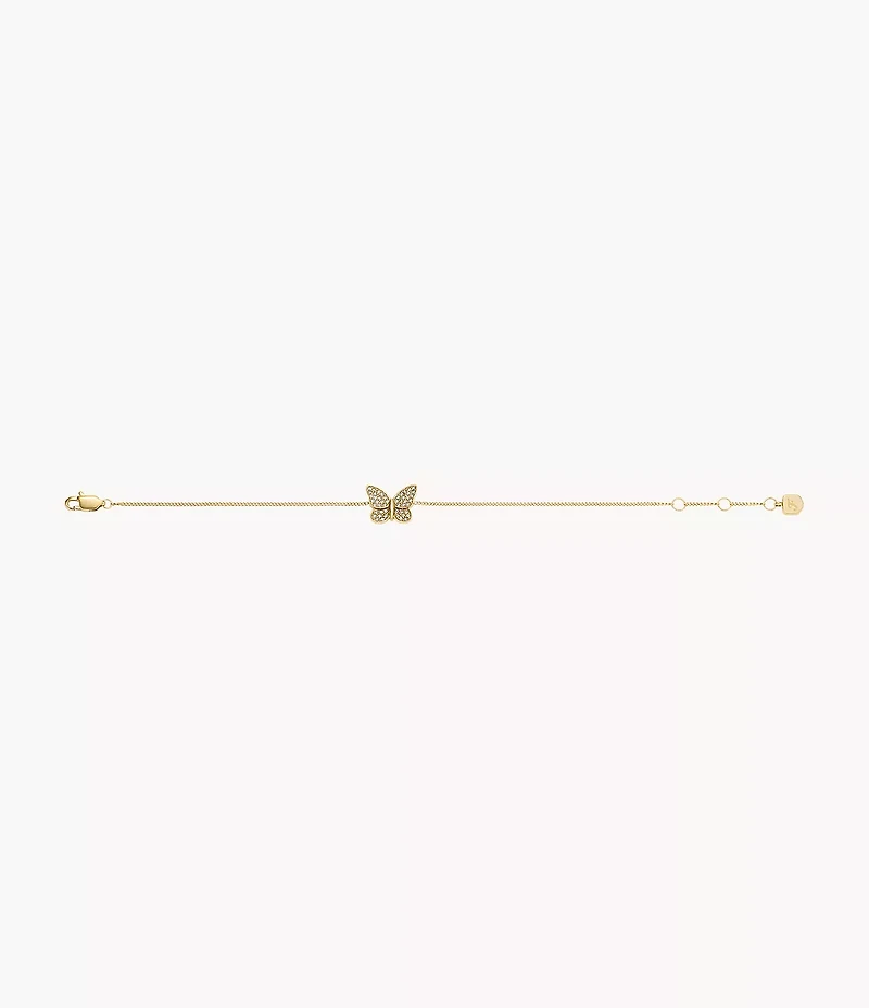 Sutton Pavé Butterfly Gold-Tone Stainless Steel Station Bracelet