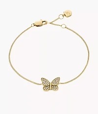 Sutton Pavé Butterfly Gold-Tone Stainless Steel Station Bracelet
