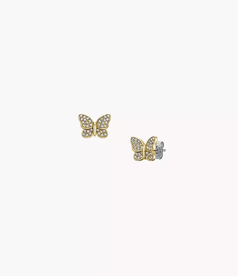 Sutton Pavé Butterfly Gold-Tone Stainless Steel Stud Earrings