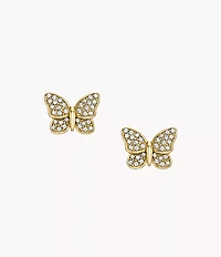 Sutton Pavé Butterfly Gold-Tone Stainless Steel Stud Earrings
