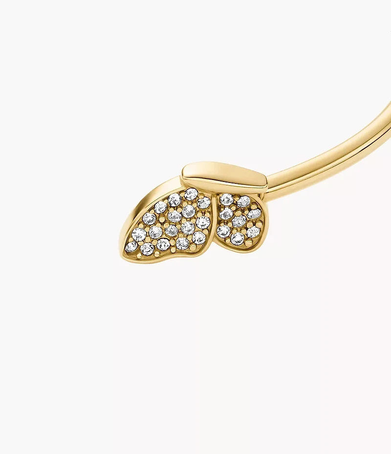 Sutton Pavé Butterfly Gold-Tone Stainless Steel Cuff Bracelet