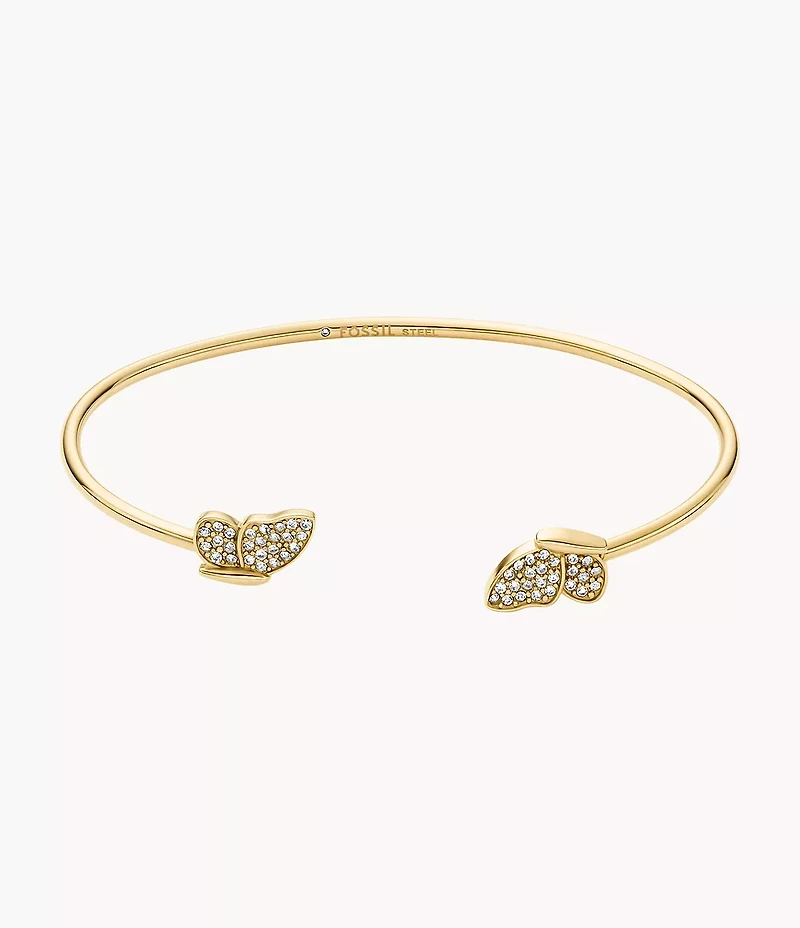 Sutton Pavé Butterfly Gold-Tone Stainless Steel Cuff Bracelet