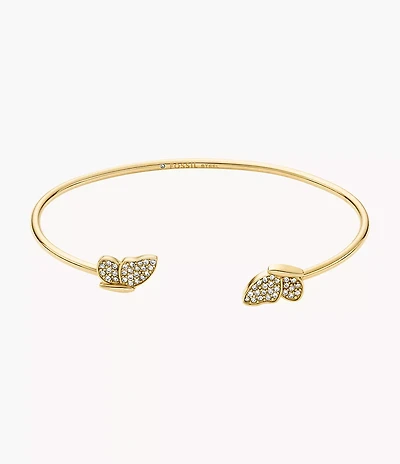 Sutton Pavé Butterfly Gold-Tone Stainless Steel Cuff Bracelet