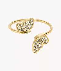 Sutton Pavé Butterfly Gold-Tone Stainless Steel Stack Ring