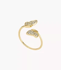 Sutton Pavé Butterfly Gold-Tone Stainless Steel Stack Ring
