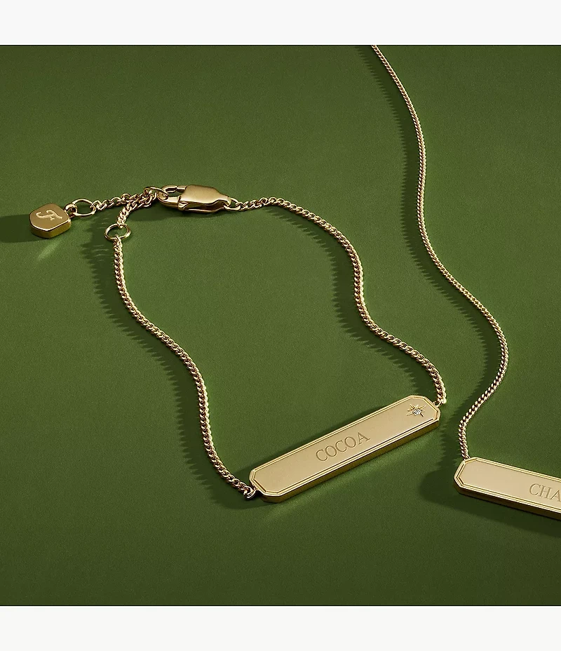 Sadie Gold-Tone Stainless Steel ID Necklace