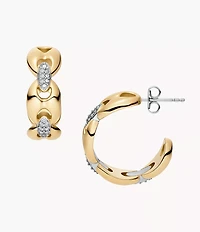 Heritage D-Link Glitz Two-Tone Stainless Steel Hoop Earrings