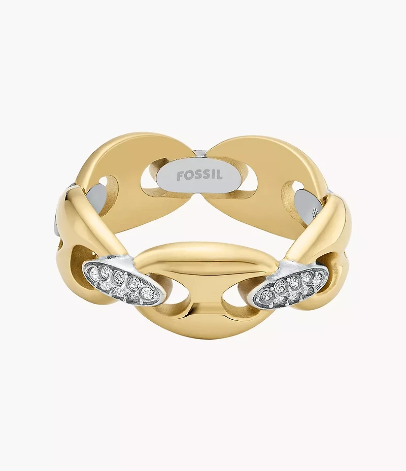 Heritage D-Link Glitz Two-Tone Stainless Steel Band Ring