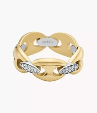 Heritage D-Link Glitz Two-Tone Stainless Steel Band Ring