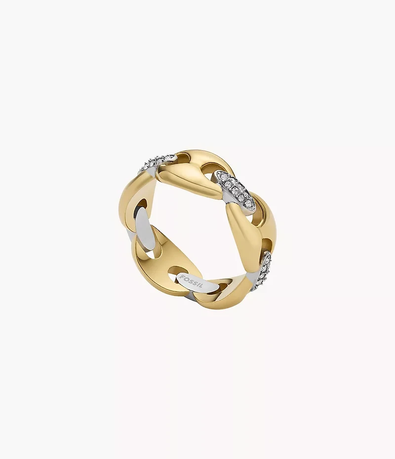 Heritage D-Link Glitz Two-Tone Stainless Steel Band Ring