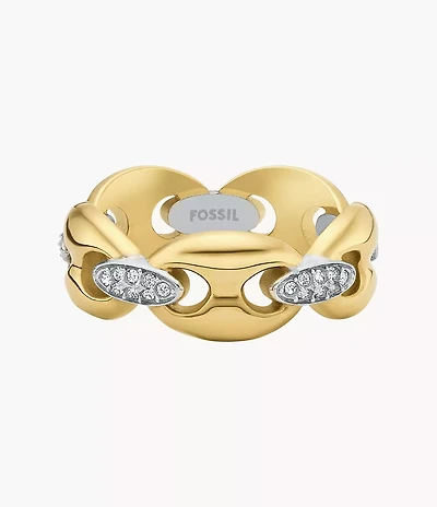 Heritage D-Link Glitz Two-Tone Stainless Steel Band Ring