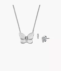 Sutton Stainless Steel Butterfly Necklace and Earrings Gift Set
