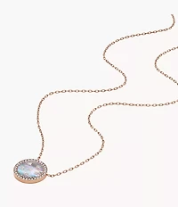 Merrit Classic Mother-of-Pearl Rose Gold-Tone Stainless Steel Pendant Necklace