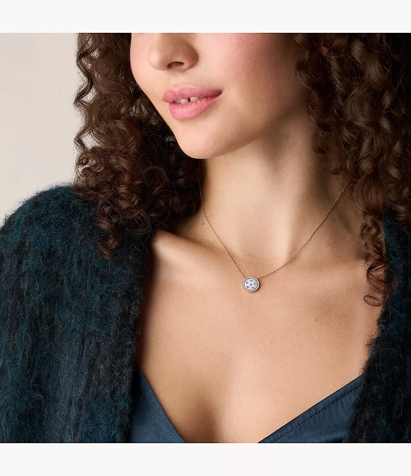 Merrit Classic Mother-of-Pearl Rose Gold-Tone Stainless Steel Pendant Necklace