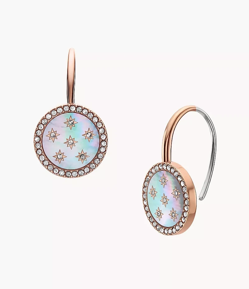 Merrit Classic Mother-of-Pearl Rose Gold-Tone Stainless Steel Drop Earrings