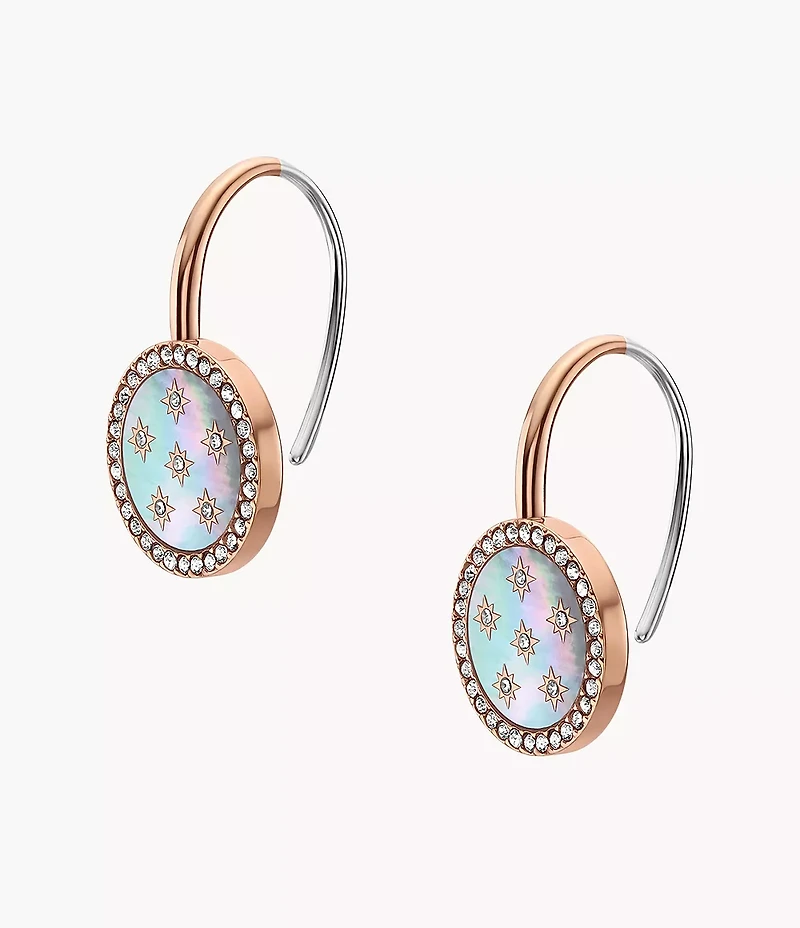 Merrit Classic Mother-of-Pearl Rose Gold-Tone Stainless Steel Drop Earrings
