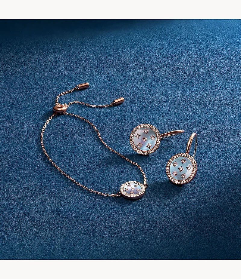Merrit Classic Mother-of-Pearl Rose Gold-Tone Stainless Steel Drop Earrings