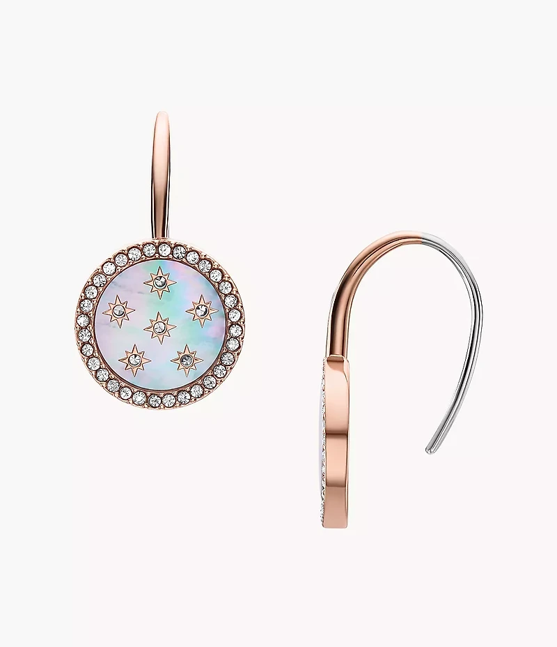 Merrit Classic Mother-of-Pearl Rose Gold-Tone Stainless Steel Drop Earrings