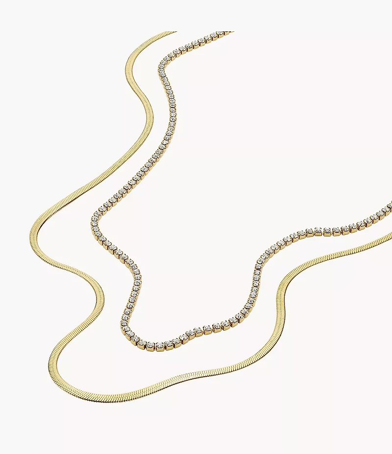 Ellis Pavé Glitz Gold-Tone Stainless Steel Multi-Strand Tennis Necklace