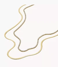 Ellis Pavé Glitz Gold-Tone Stainless Steel Multi-Strand Tennis Necklace