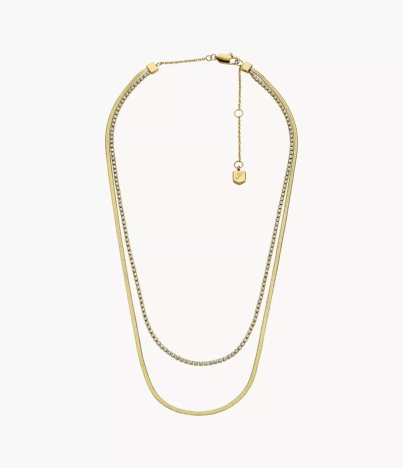 Ellis Pavé Glitz Gold-Tone Stainless Steel Multi-Strand Tennis Necklace