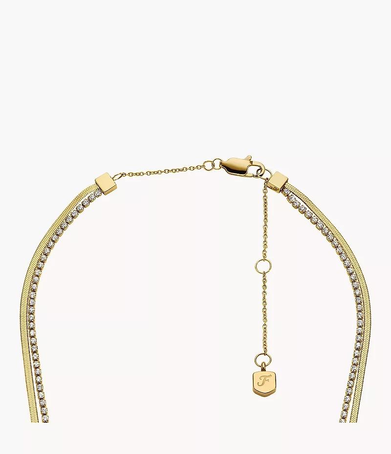 Ellis Pavé Glitz Gold-Tone Stainless Steel Multi-Strand Tennis Necklace