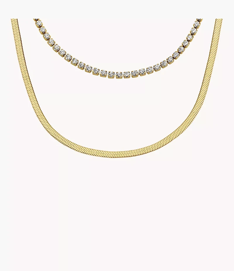 Ellis Pavé Glitz Gold-Tone Stainless Steel Multi-Strand Tennis Necklace