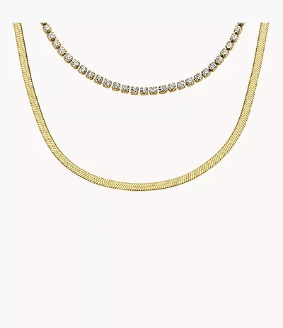 Ellis Pavé Glitz Gold-Tone Stainless Steel Multi-Strand Tennis Necklace