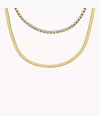 Ellis Pavé Glitz Gold-Tone Stainless Steel Multi-Strand Tennis Necklace