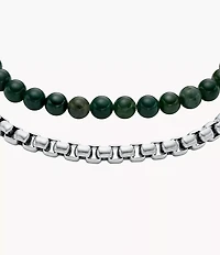 Stainless Steel and Green Agate Bracelet Gift Set
