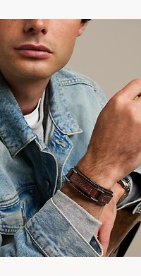Machine Rugged Stainless Steel and Padded Leather Strap Bracelet