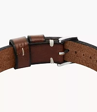 Machine Rugged Stainless Steel and Leather Strap Bracelet