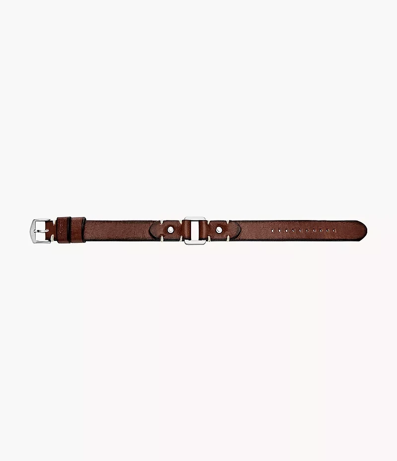 Machine Rugged Stainless Steel and Leather Strap Bracelet