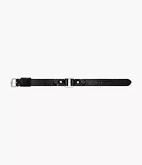 Machine Rugged Stainless Steel and Black Leather Strap Bracelet