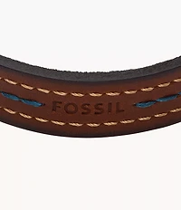 Everett Topstitch Brown Leather Strap Bracelet
