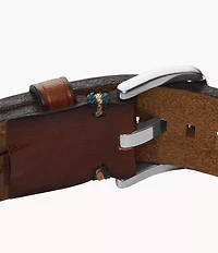 Everett Topstitch Brown Leather Strap Bracelet