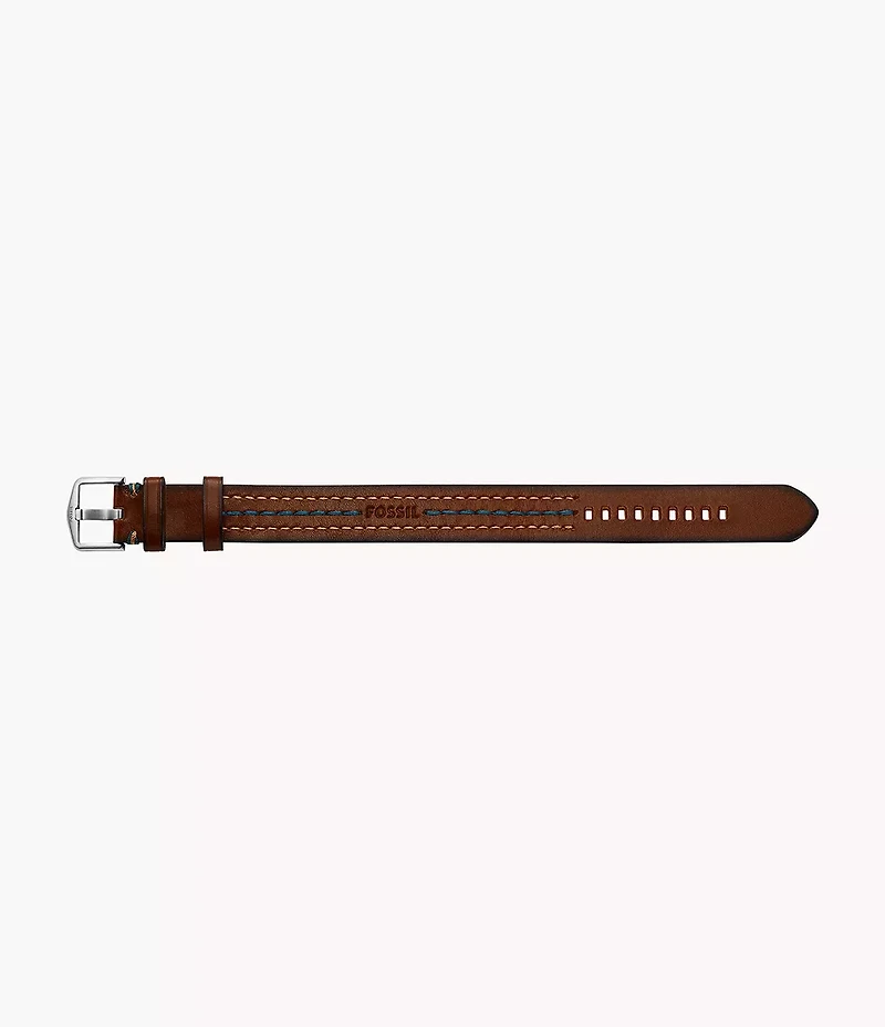 Everett Topstitch Brown Leather Strap Bracelet