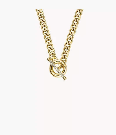 Carlie T-Bar Pavé Gold-Tone Stainless Steel Toggle Necklace