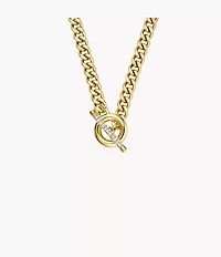 Carlie T-Bar Pavé Gold-Tone Stainless Steel Toggle Necklace