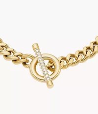 Carlie T-Bar Pavé Gold-Tone Stainless Steel Toggle Bracelet