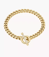Carlie T-Bar Pavé Gold-Tone Stainless Steel Toggle Bracelet