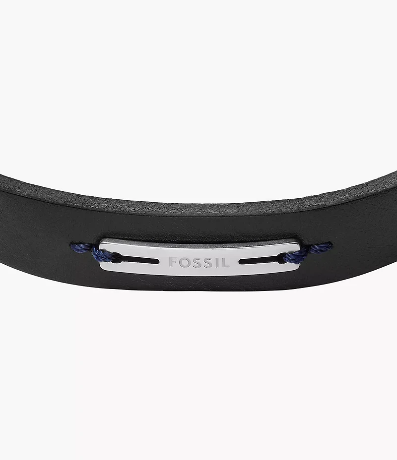 Machine Rugged Midnight Blue and Black Leather Strap Bracelet