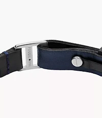 Machine Rugged Midnight Blue and Black Leather Strap Bracelet