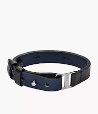 Machine Rugged Midnight Blue and Black Leather Strap Bracelet