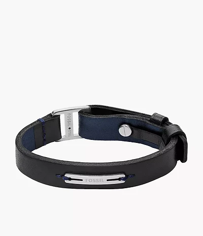 Machine Rugged Midnight Blue and Black Leather Strap Bracelet