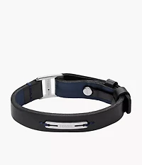 Machine Rugged Midnight Blue and Black Leather Strap Bracelet